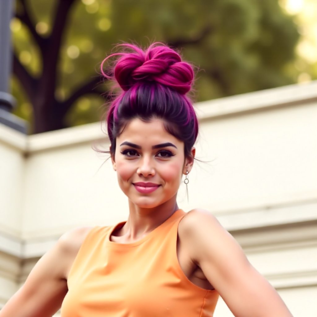 Pink Box Braids Updo