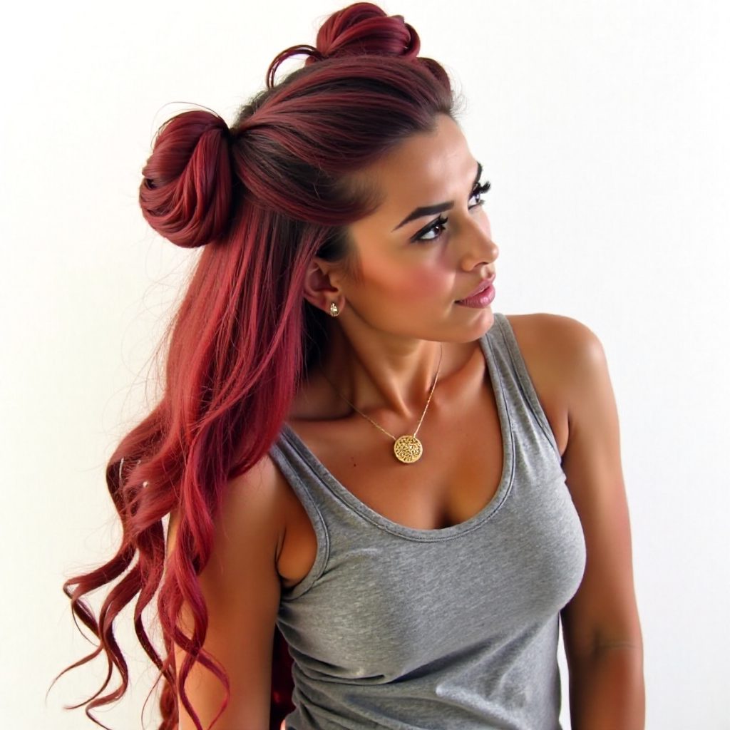 Two Pigtail Bun For Box Braids