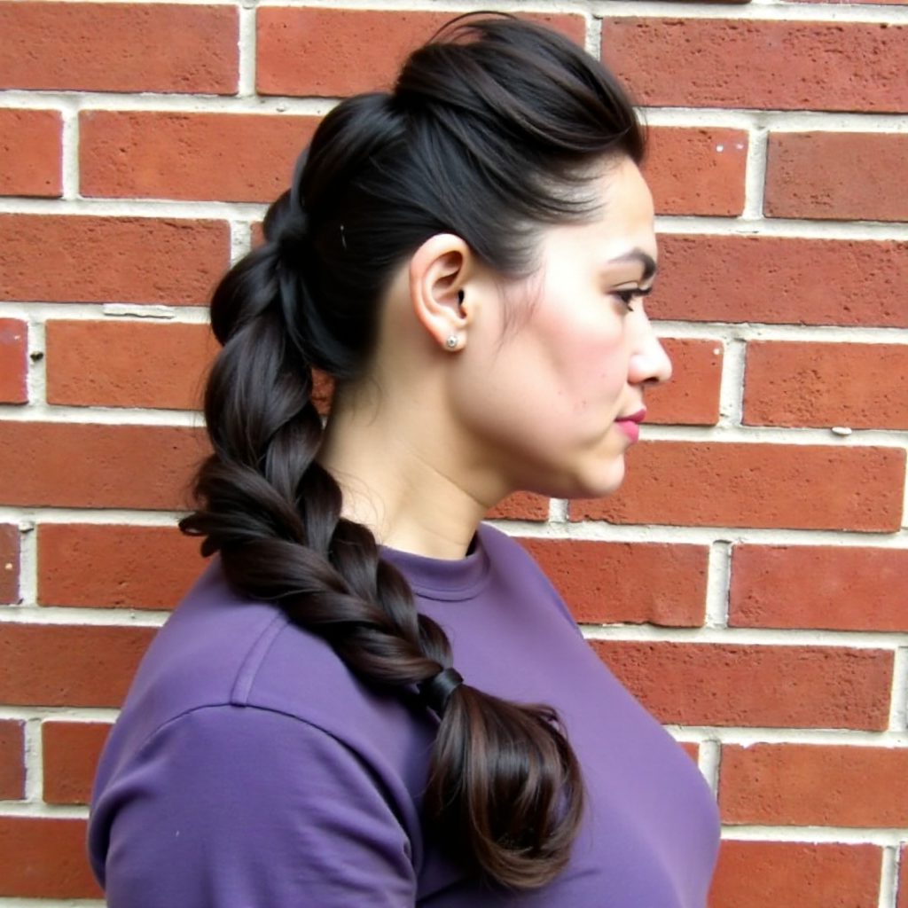 Bun and Fishtail Long Box Braids Hairstyle