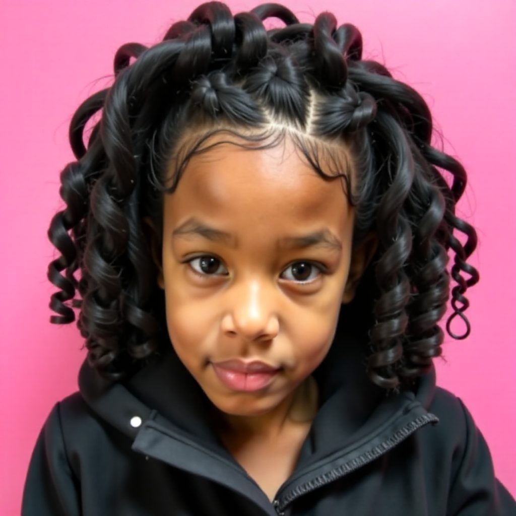 curly hairstyle with braided tree braids