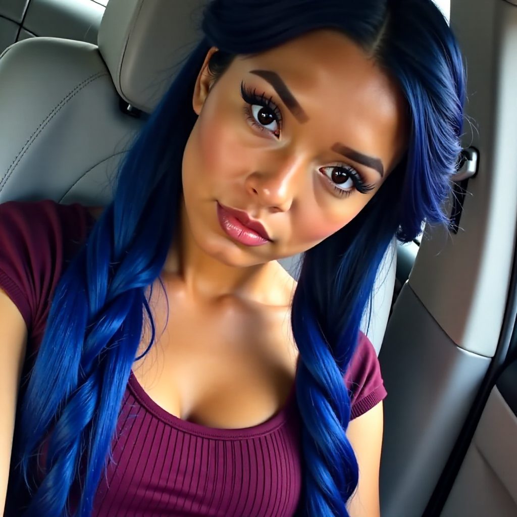 bright blue long box braids