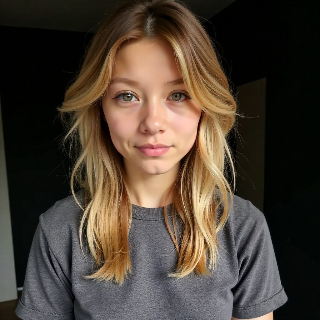 Golden Blonde Shag for Round Face