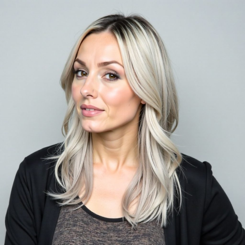 Medium Ash Blonde Layered Hairstyle