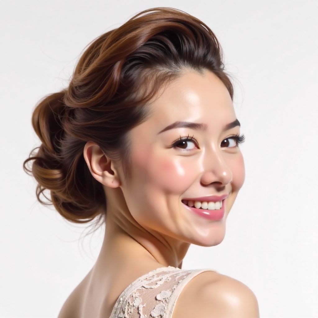 Curly Elegant Updo With Pompadour Bangs
