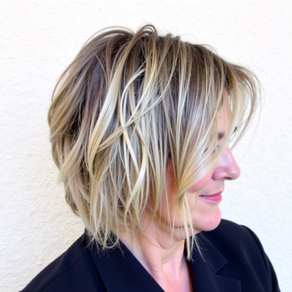 Shaggy Blonde Balayage Bob