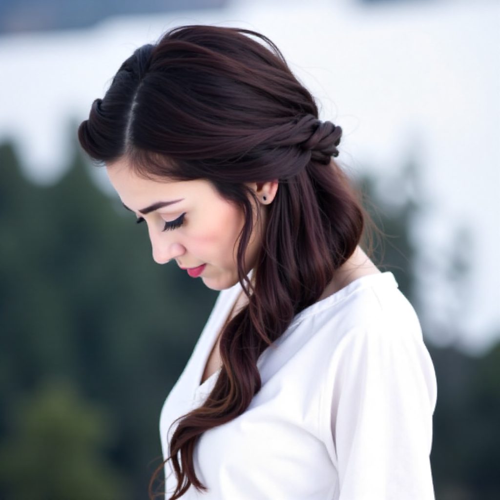 side wavy ponytail with a braid