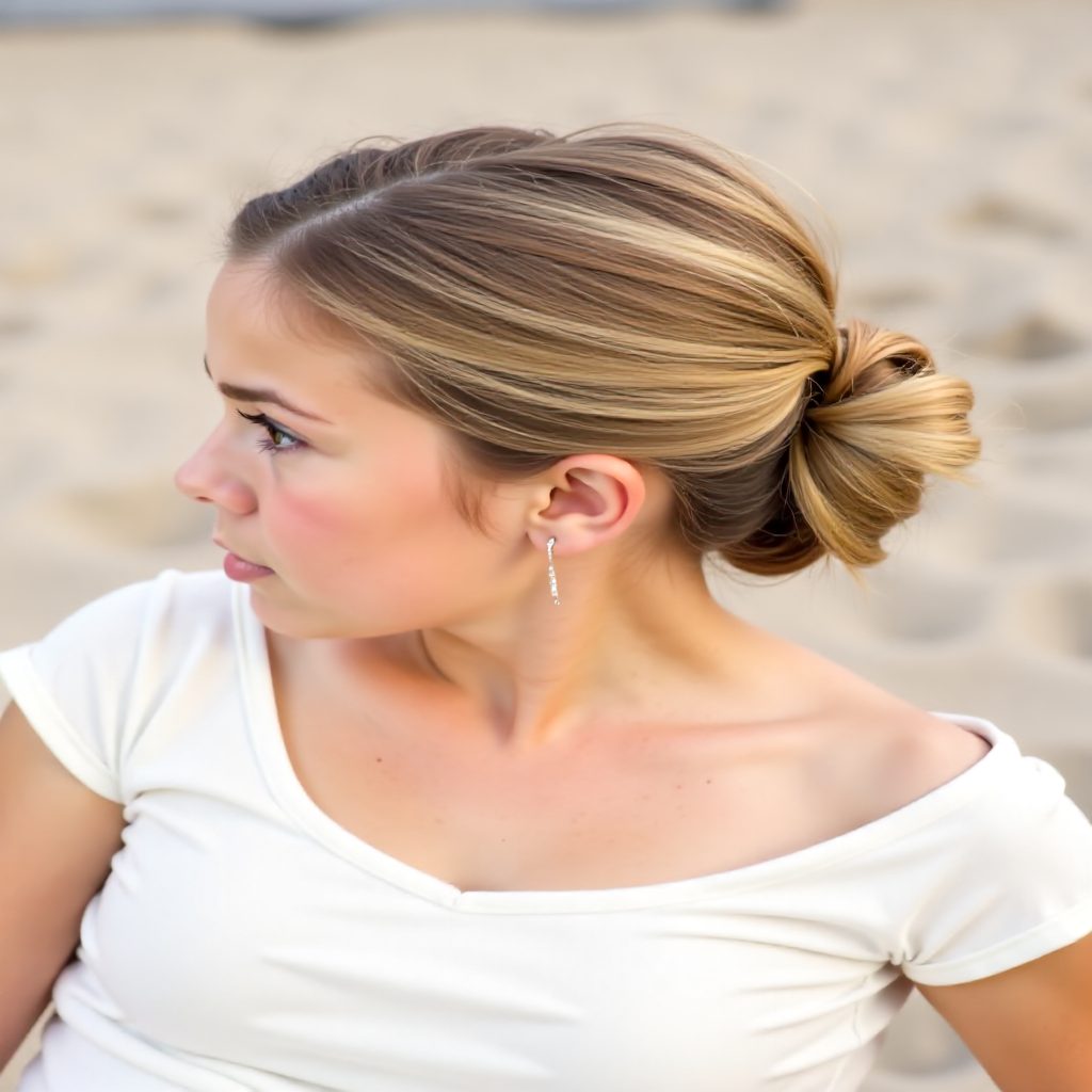 messy updo for beach wedding