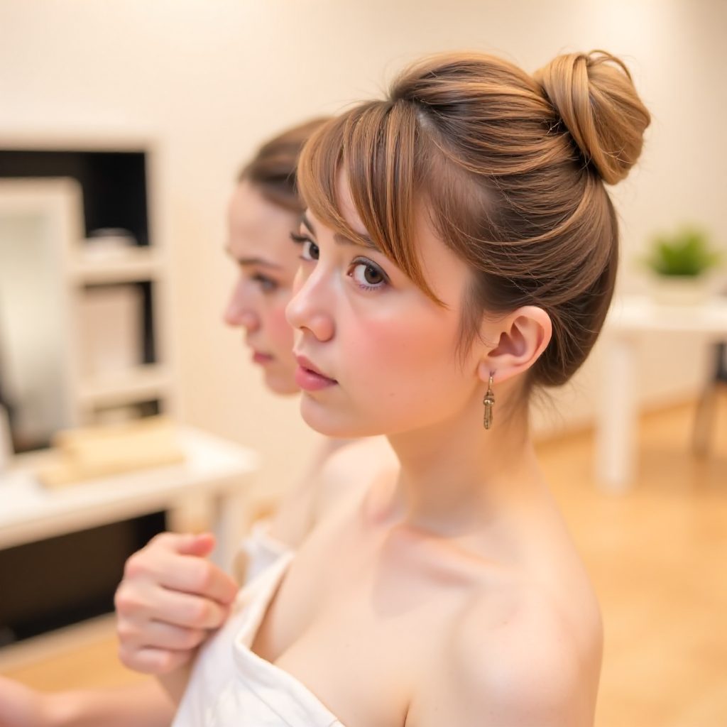 beach wedding bun hairstyle