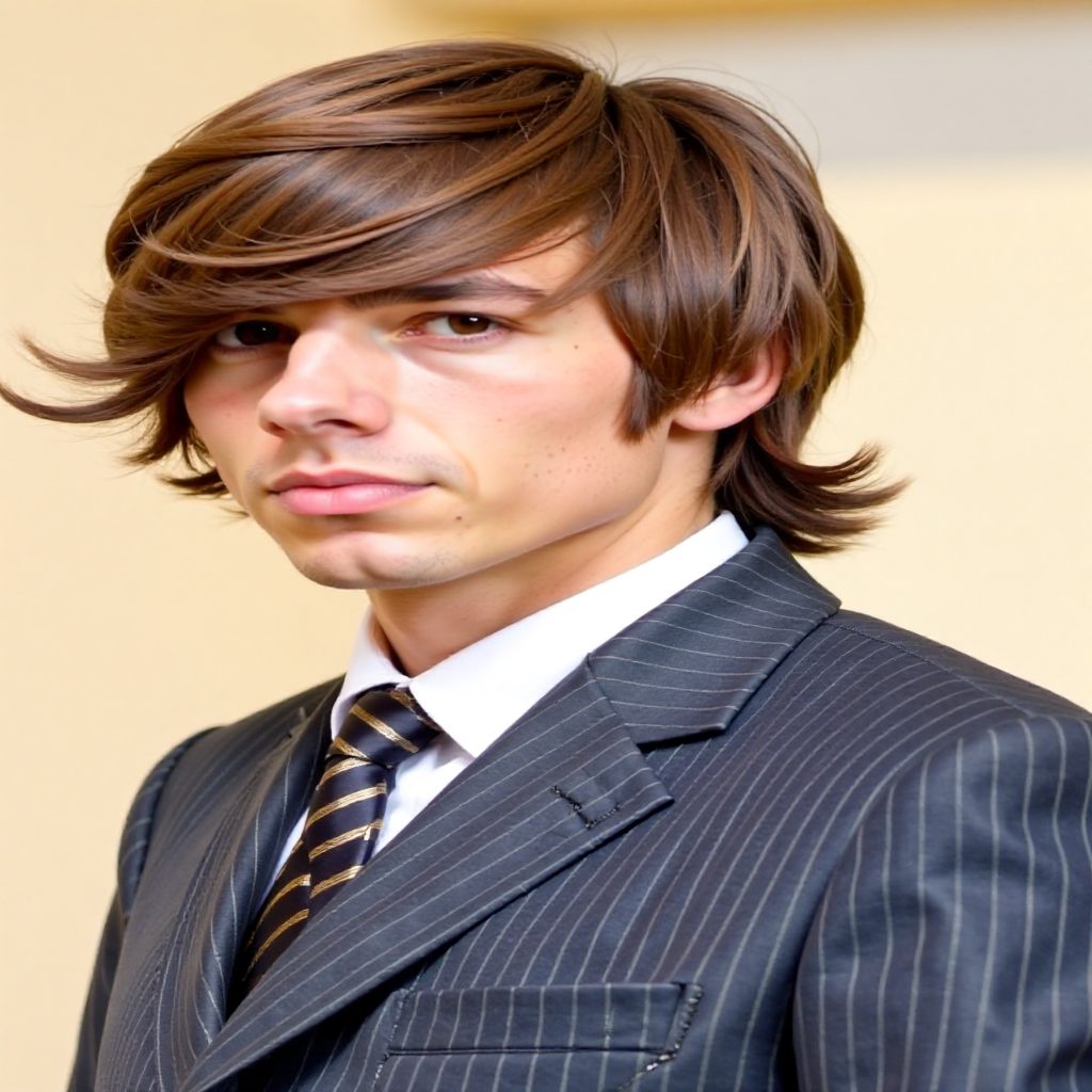 Zac Efron medium haircut with engled edges