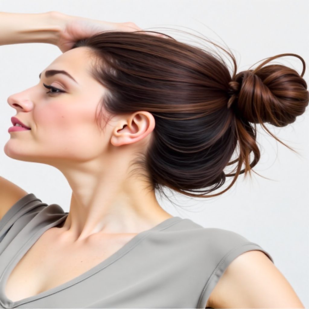 messy high bun hairstyle