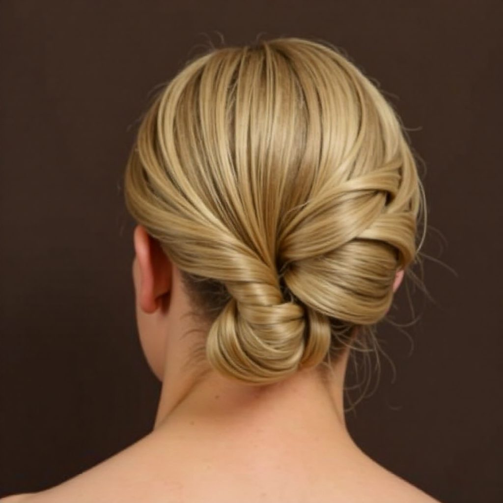 low bun updo with a twist