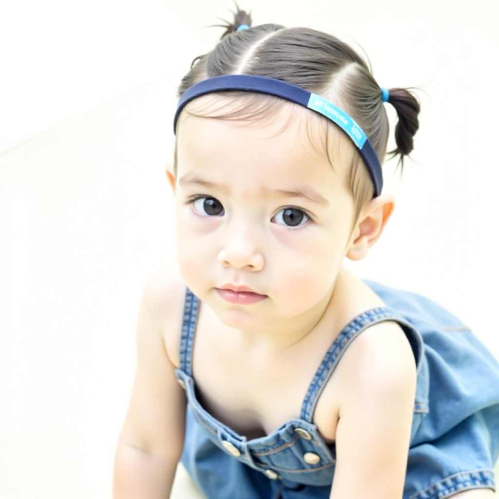 toddler with a headband hairstyle