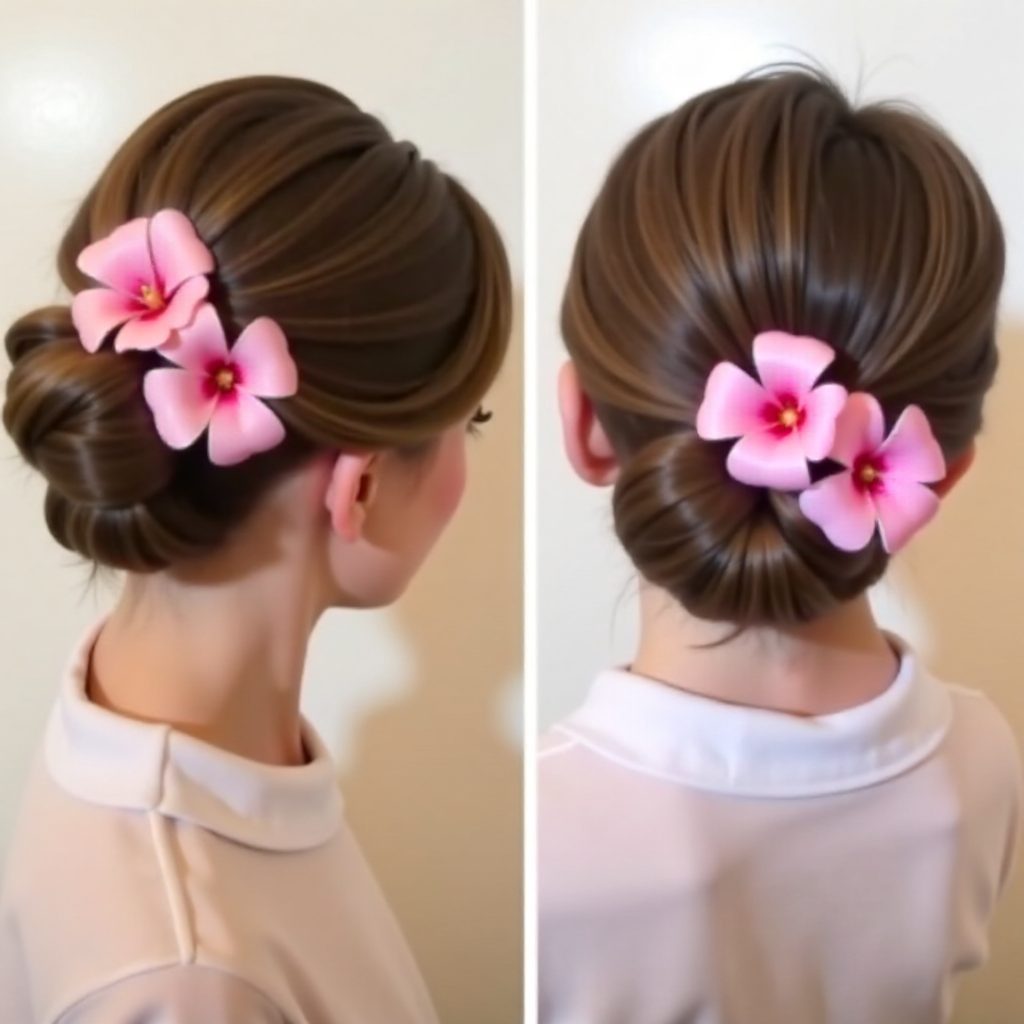 girls' braided bun hairstyle
