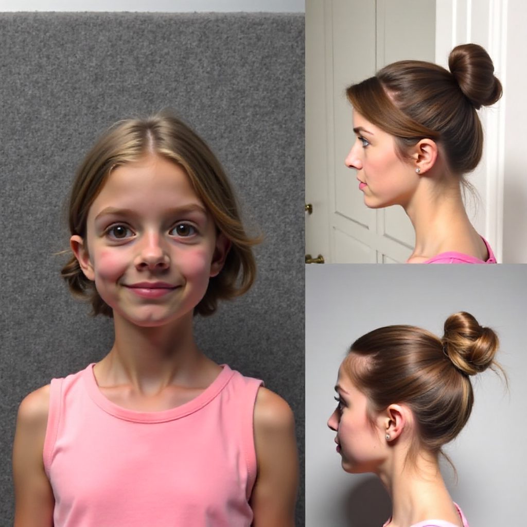cute little girls hairstyle with twists and buns