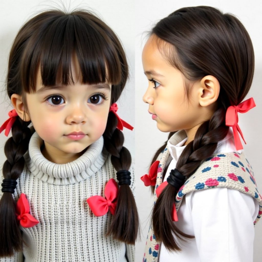 double braids with zigzag parting