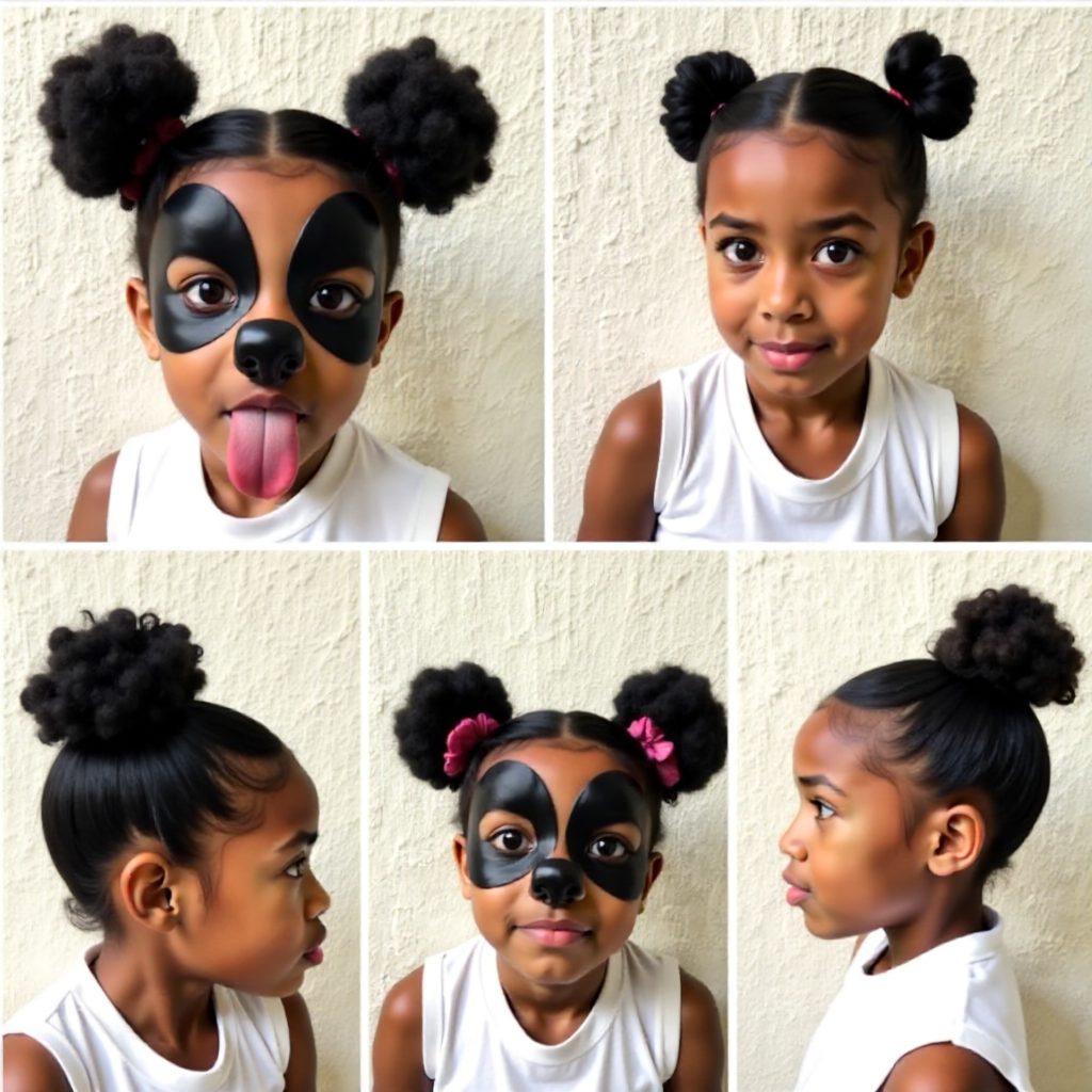 pigtail buns for black girls