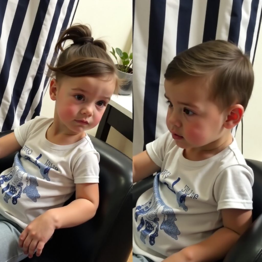 little boy's sleek side-parted hairstyle