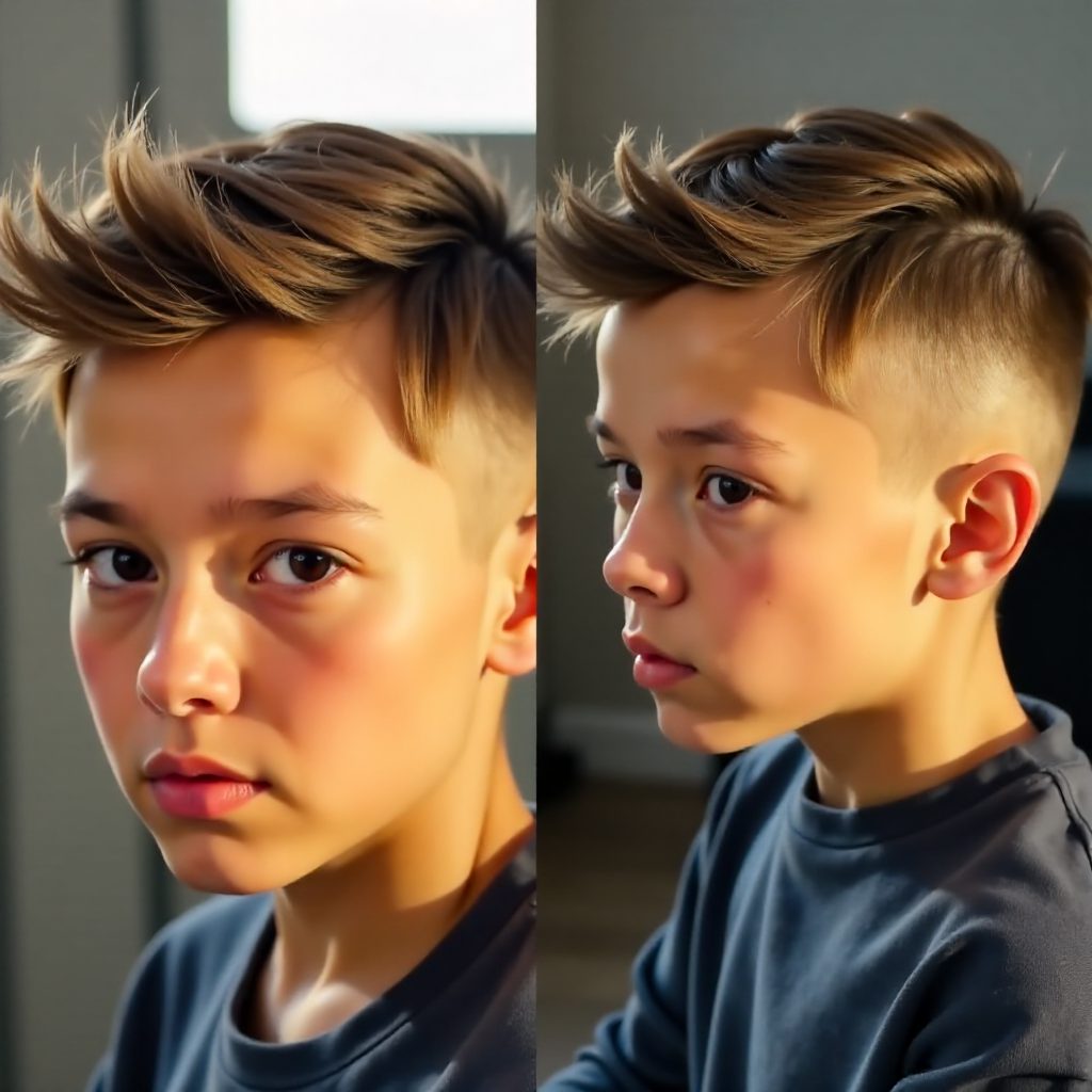 shaved sides little boys hairstyle with shaved designs