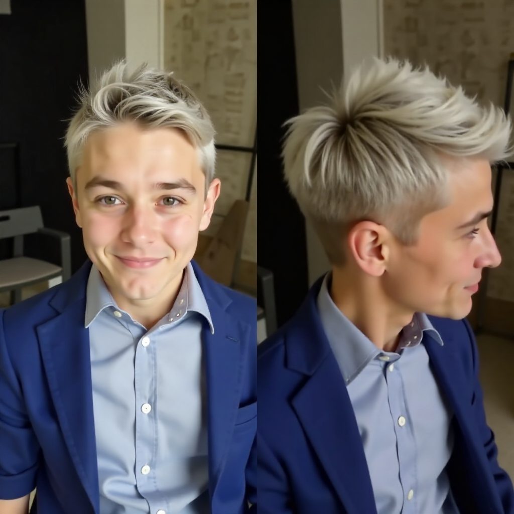 long blonde mohawk with shaved sides for boys