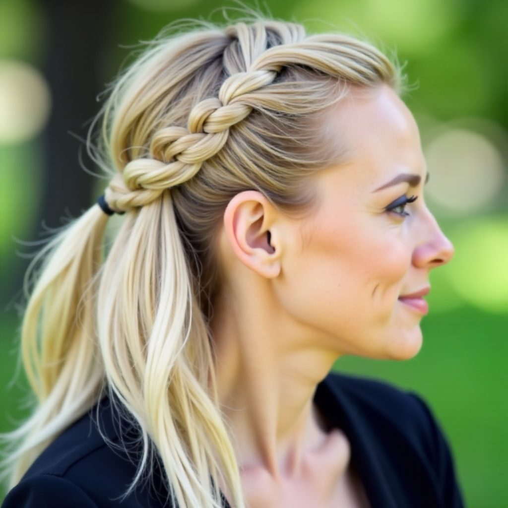 half up half down crown braid hairstyle