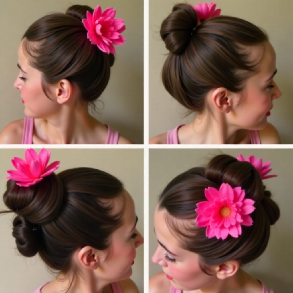 braid and bun with a flower updo for toddlers