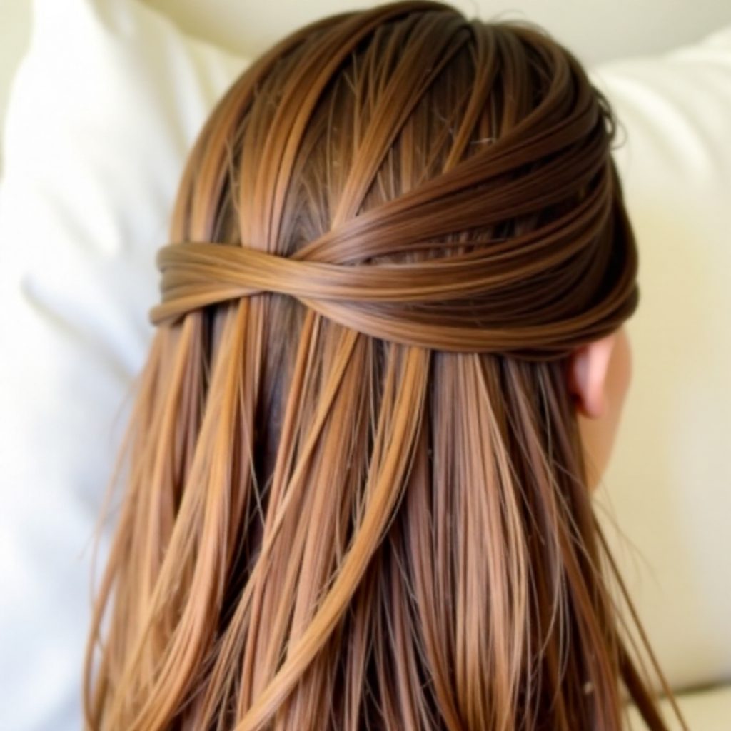 half braided updo with a bouffant
