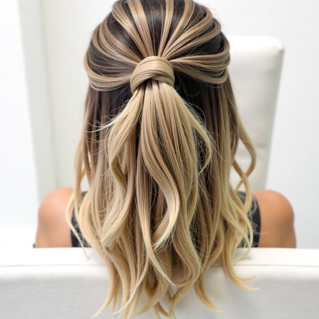 Half Updo With Waterfall Braids