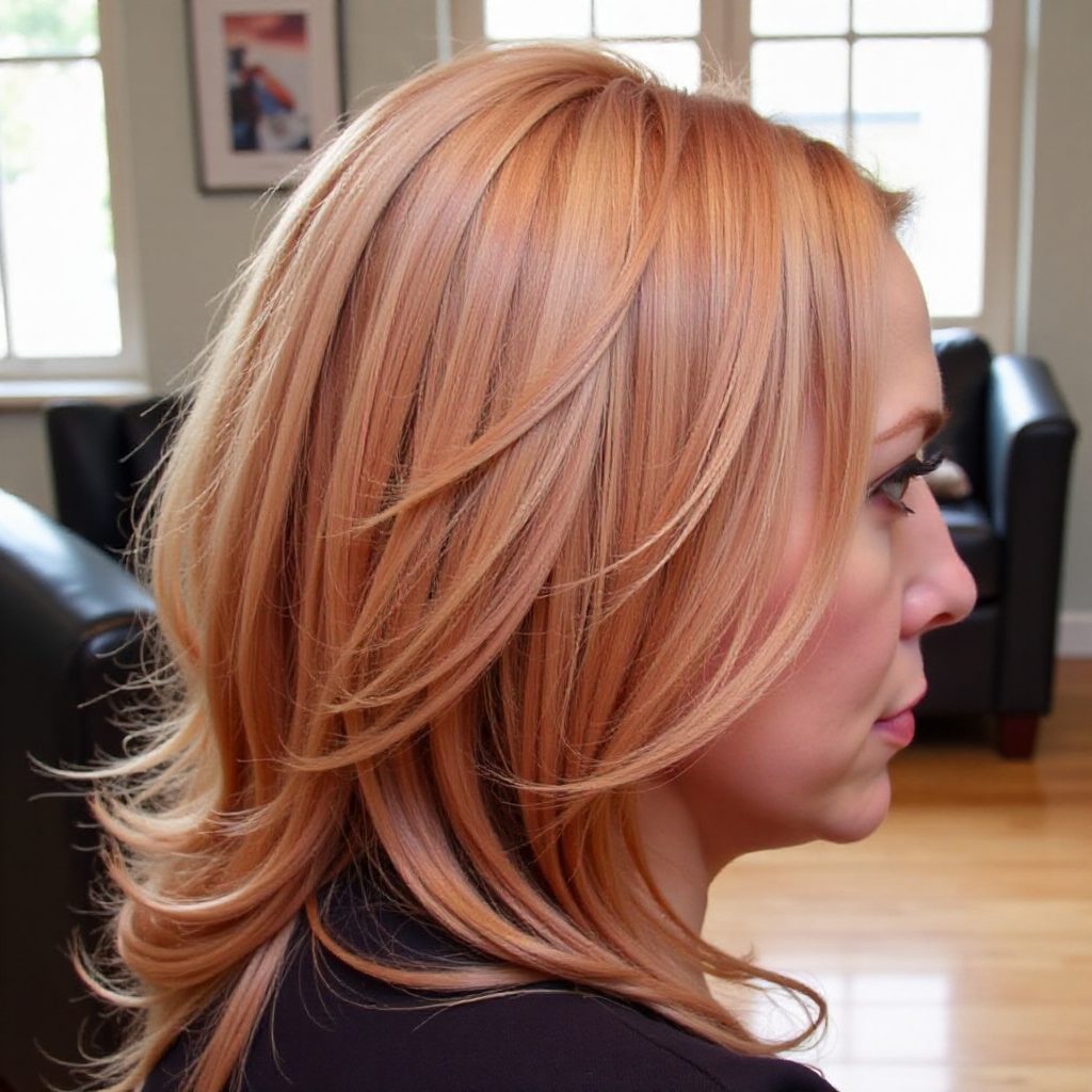 red balayage hair with waterfall braid