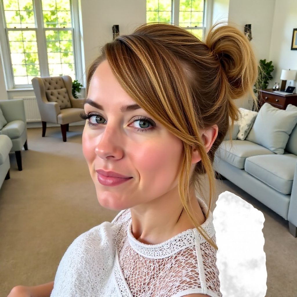 updo with messy fishtail braid