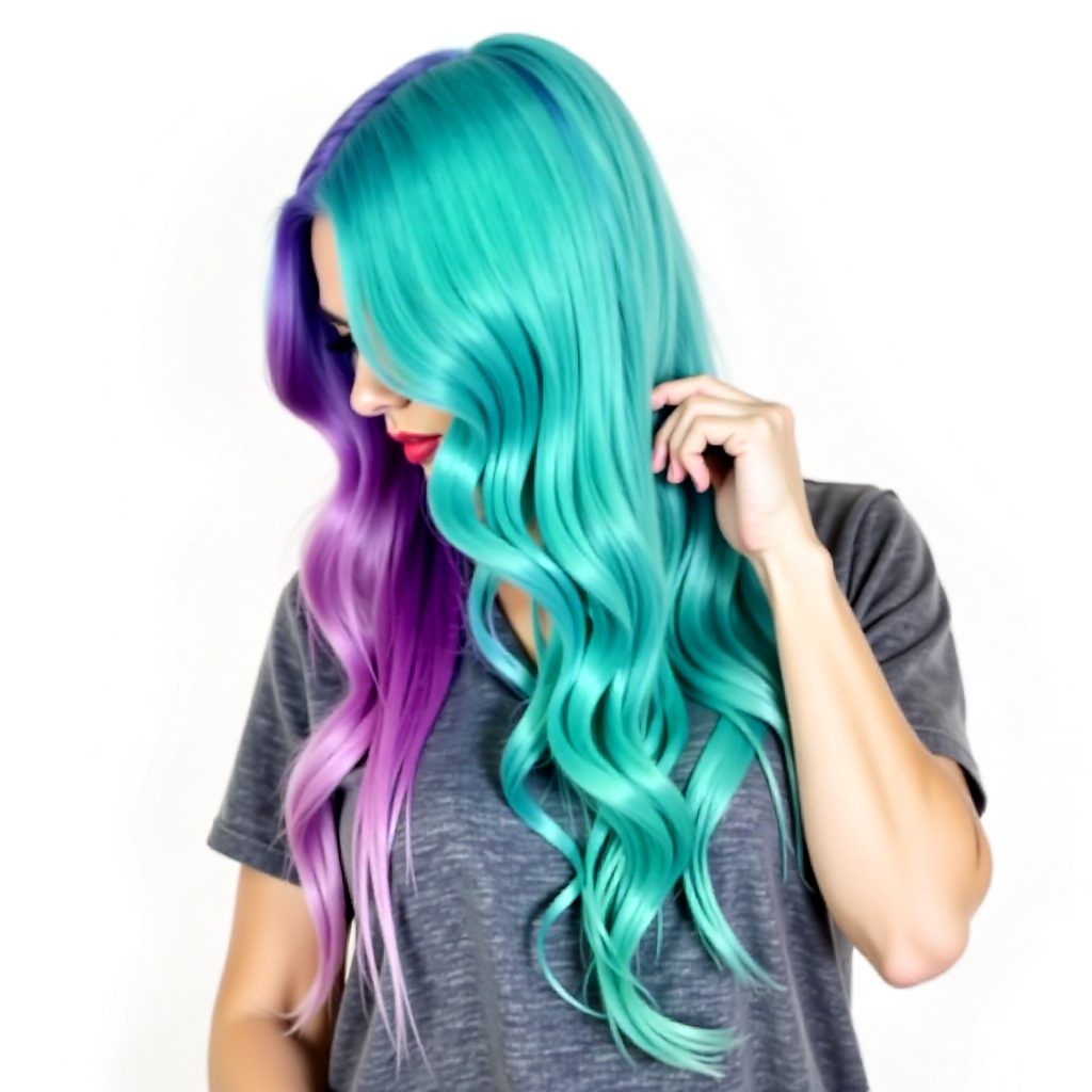 Half Teal Half Purple Hair