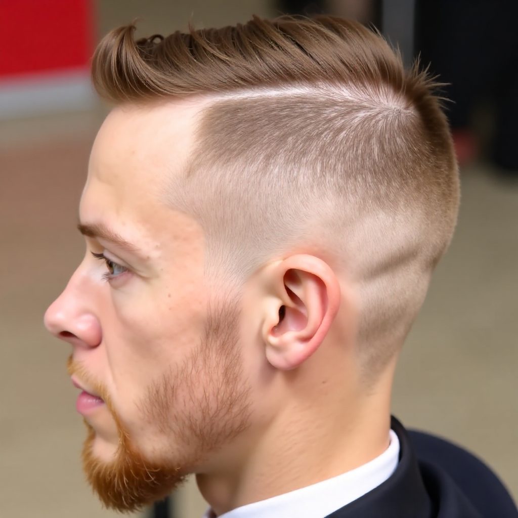 short fade with shaved side part