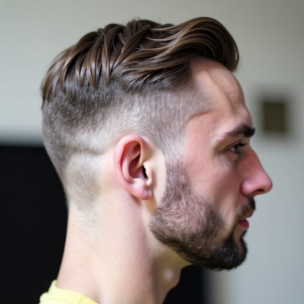 taper fade with a quiff