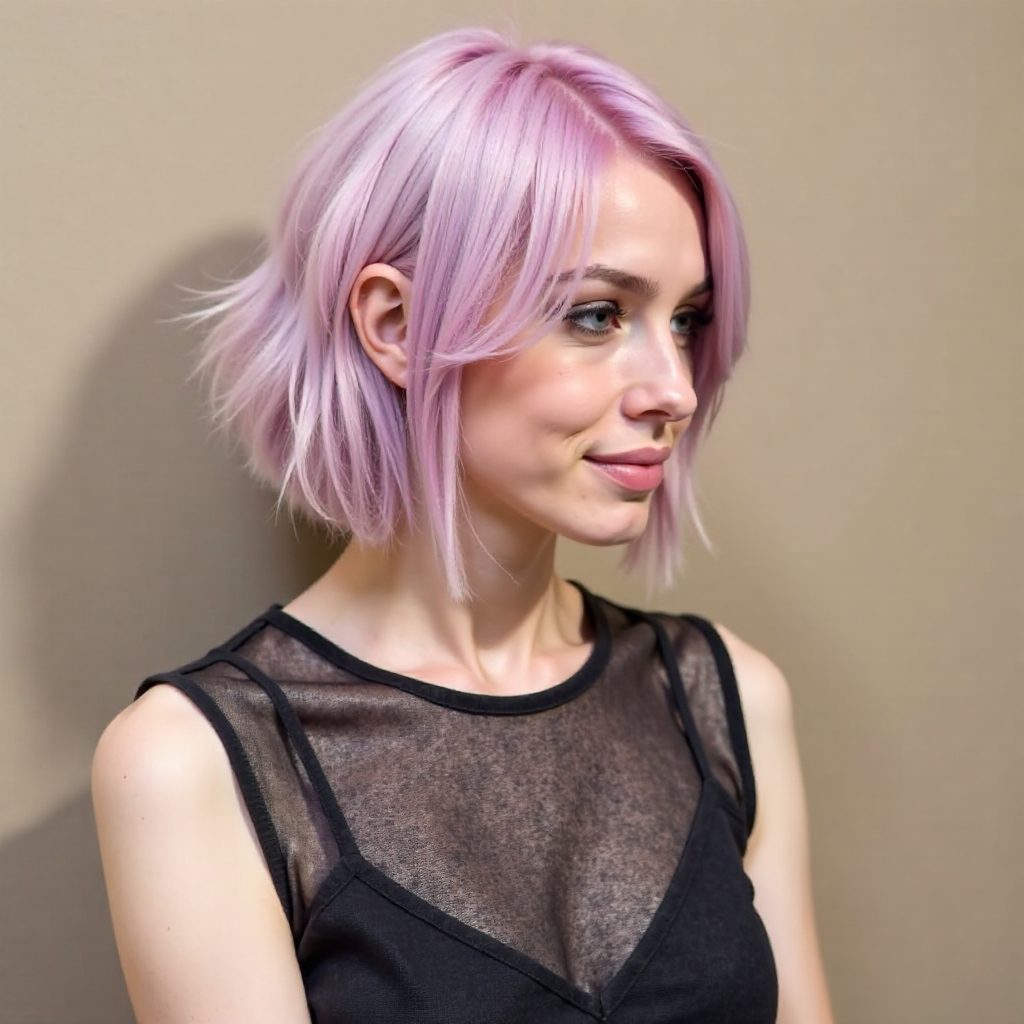 Pastel Purple Wavy Bob
