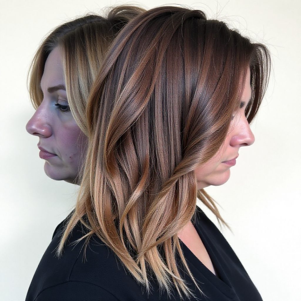 Ash Brown Bob With Lilac Highlights