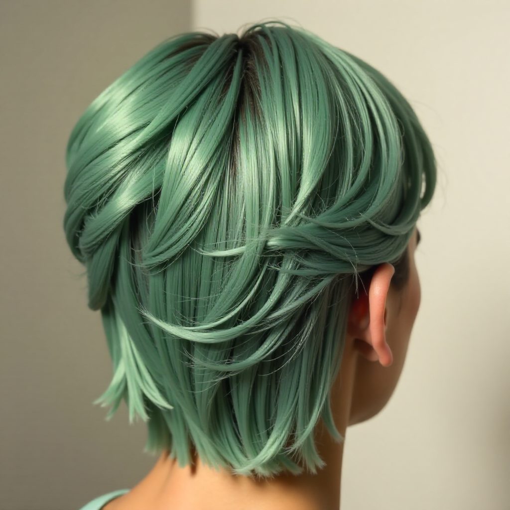 Pastel Green Messy Braided Updo