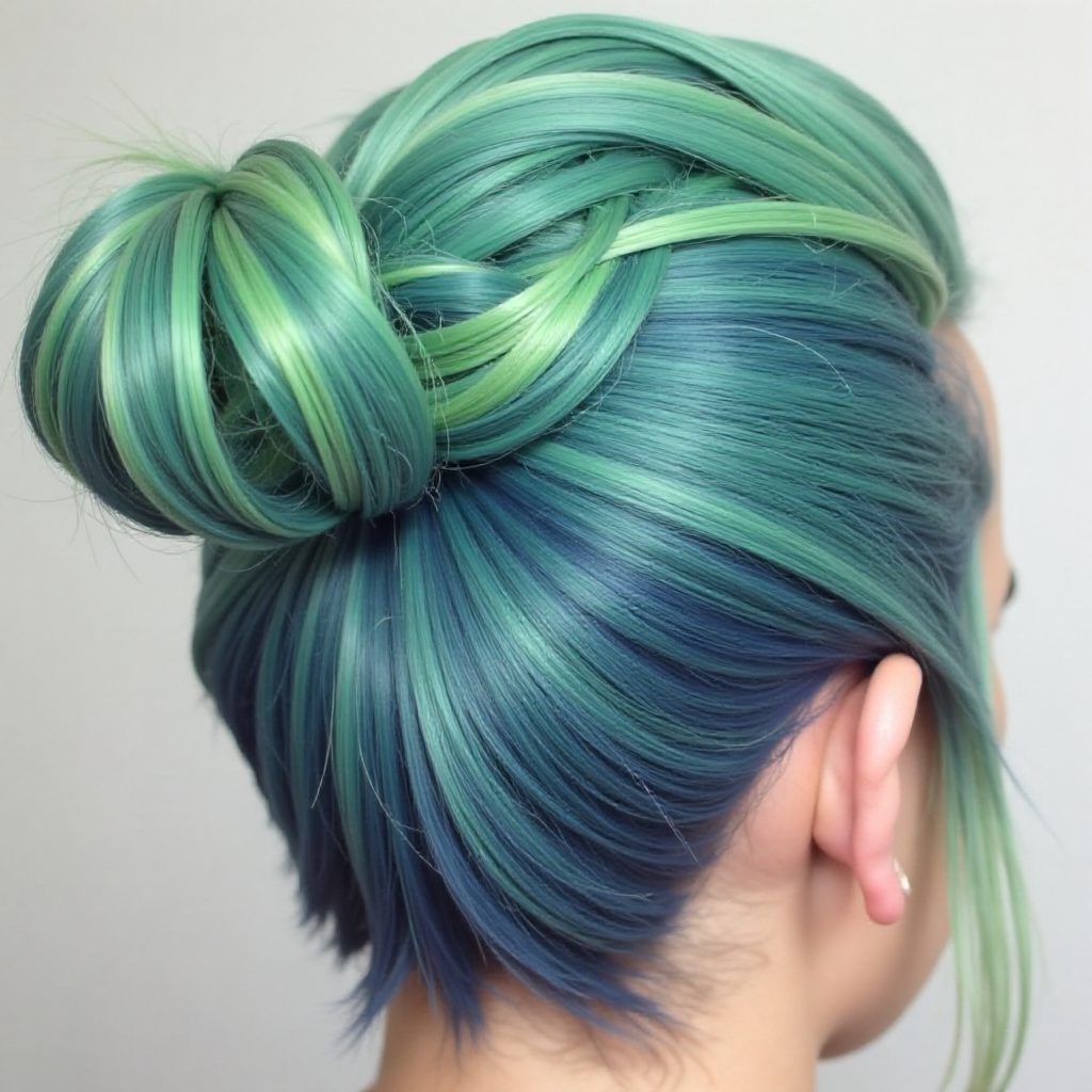 Mint Green And Lime Hair With Dark Roots