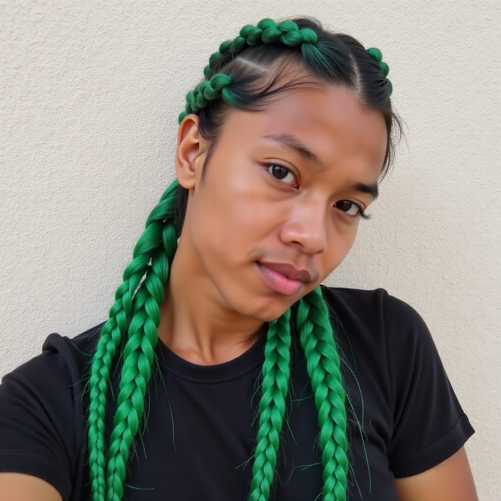 Green Yarn Braids