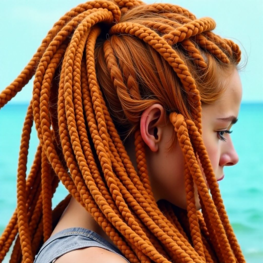 Yellow And Red Yarn Braids And Locs