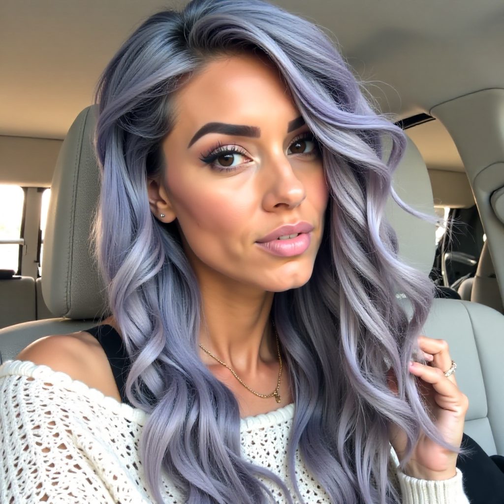 Layered Blue Melange Yarn Braids