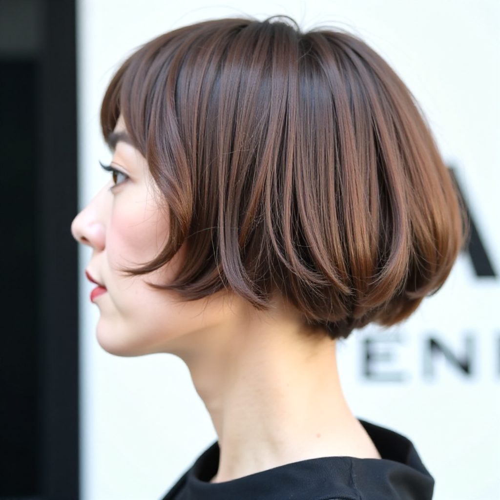 Cropped Brown Bob With Highlights