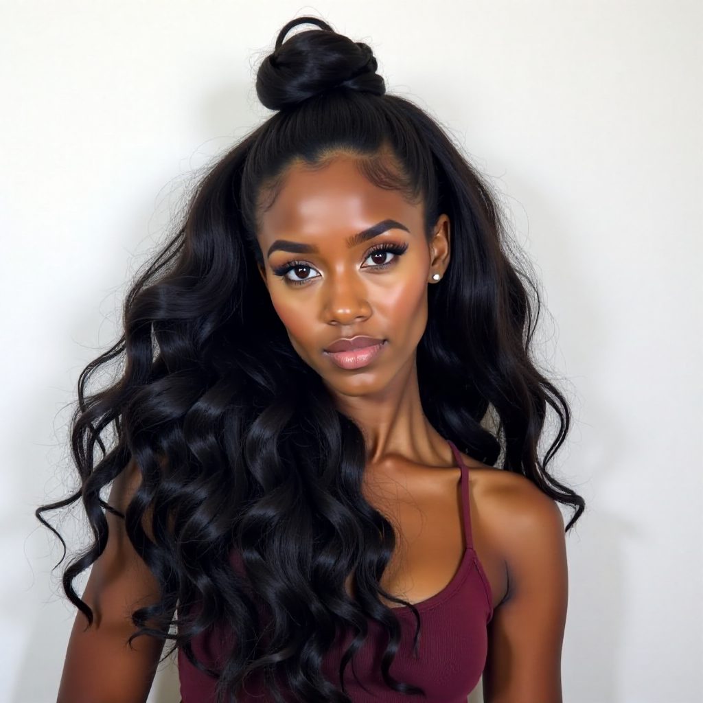 Half Updo With A Bun For Natural Hair