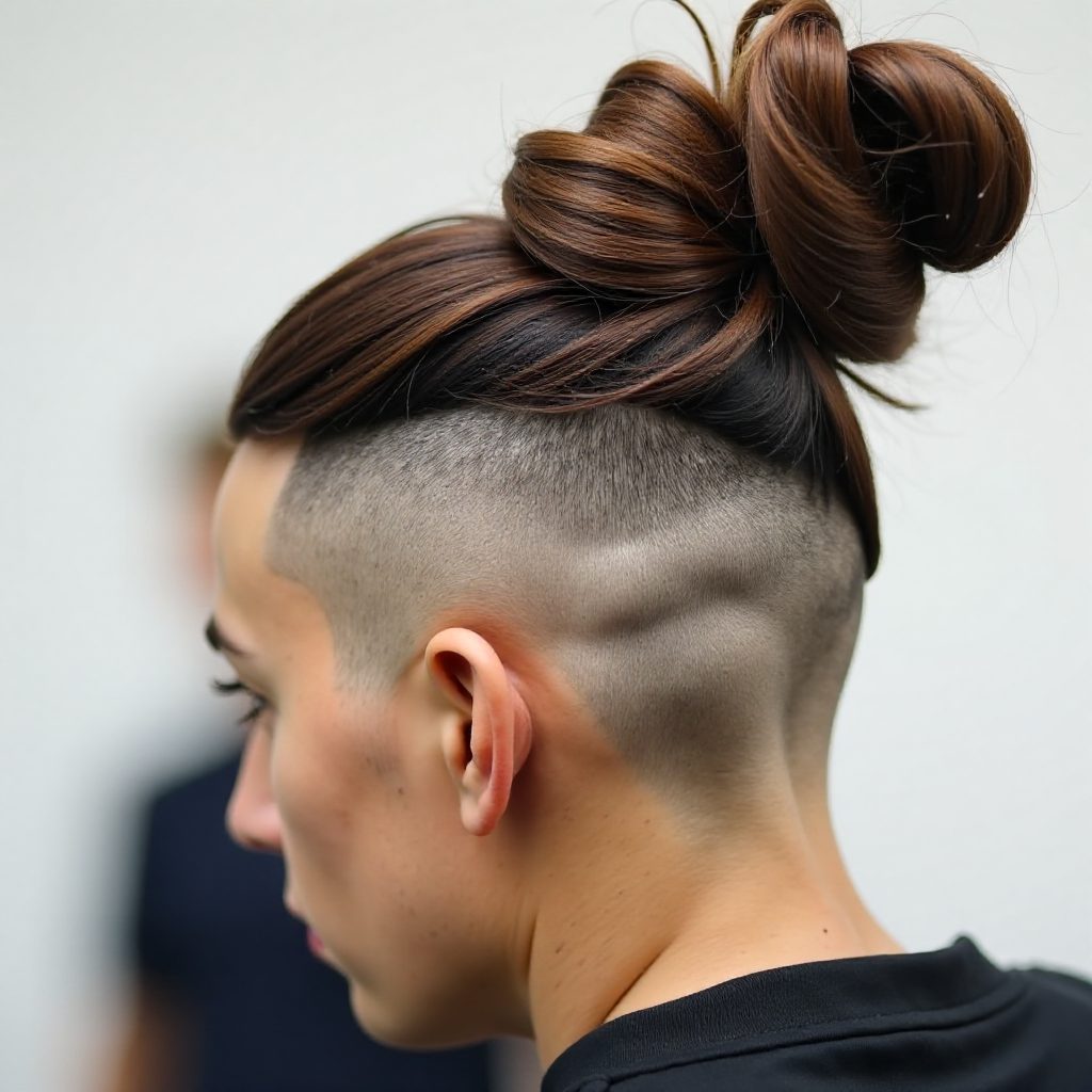 Man Bun With Shaved Design