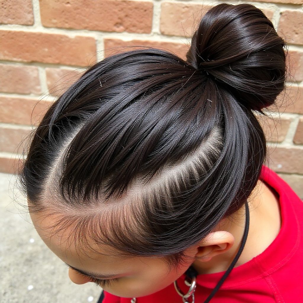 Black Braid And Bun With Undercut
