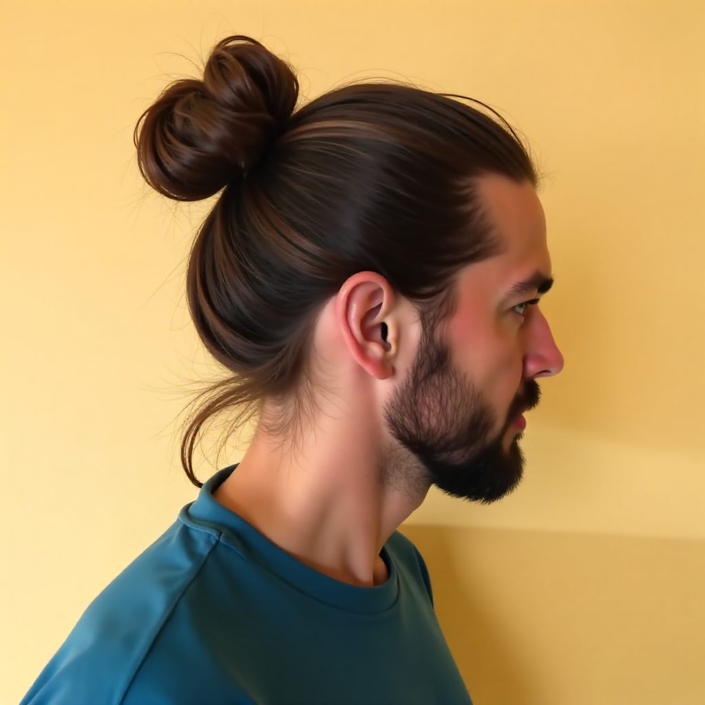 mens donut bun with a beard
