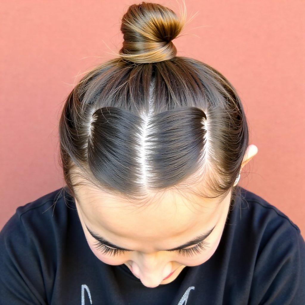 shaved sides asian braided bun