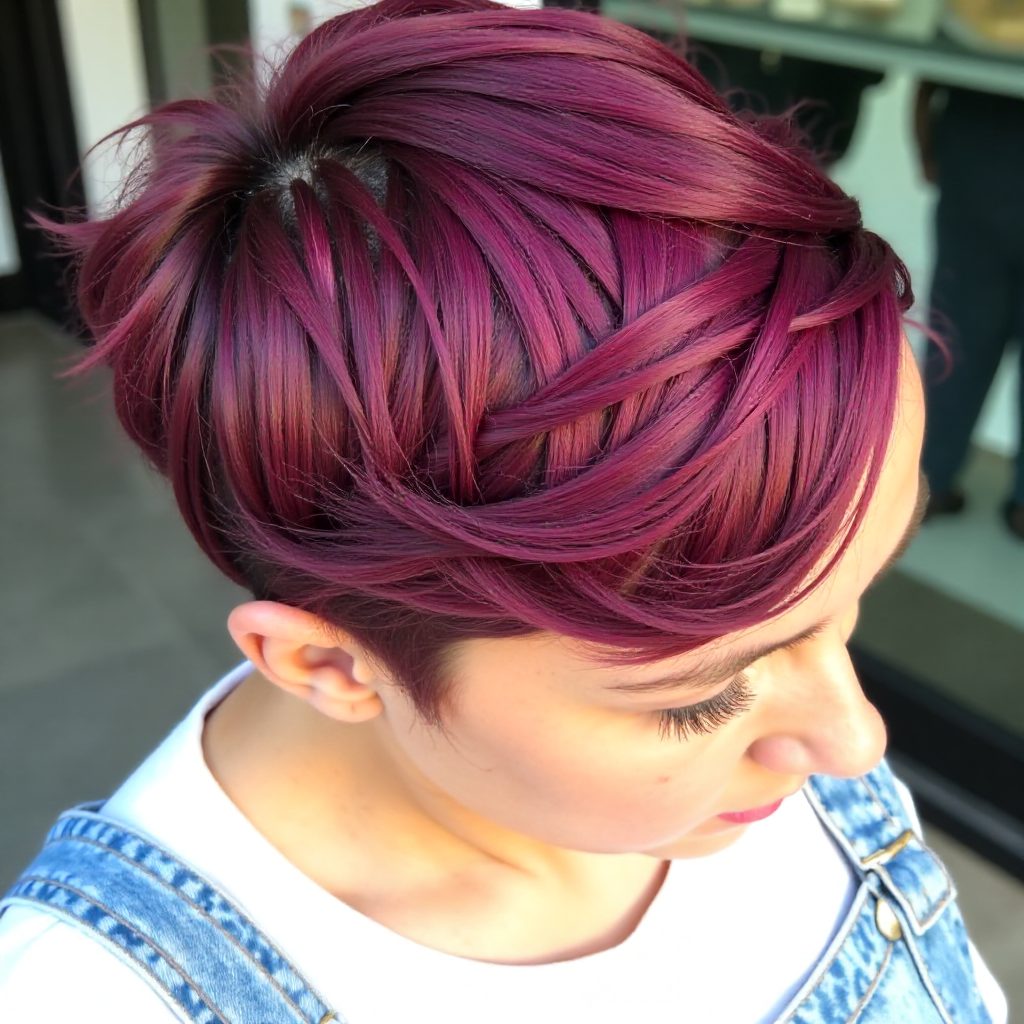 Short Burgundy Finger Waves Hairstyle