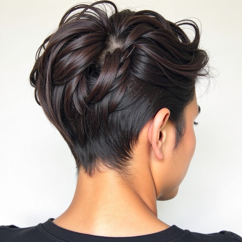 Black Pixie With Nape Undercut