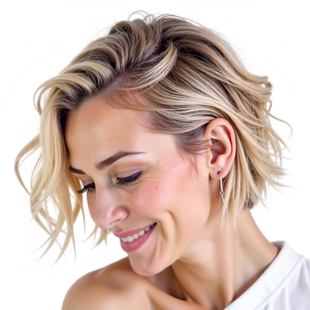 Blonde Bob With Pink Roots