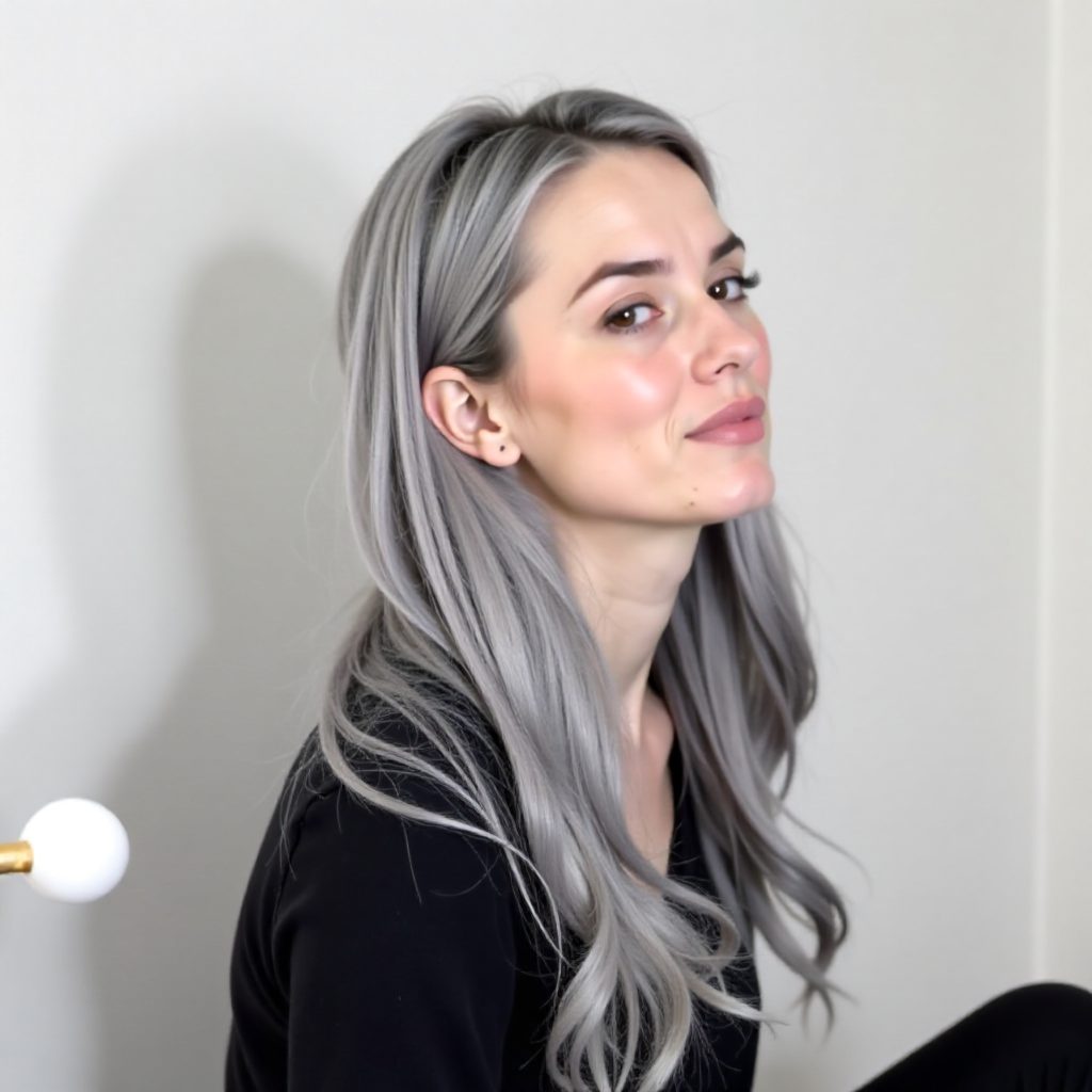 Silver Blonde Half Ponytail