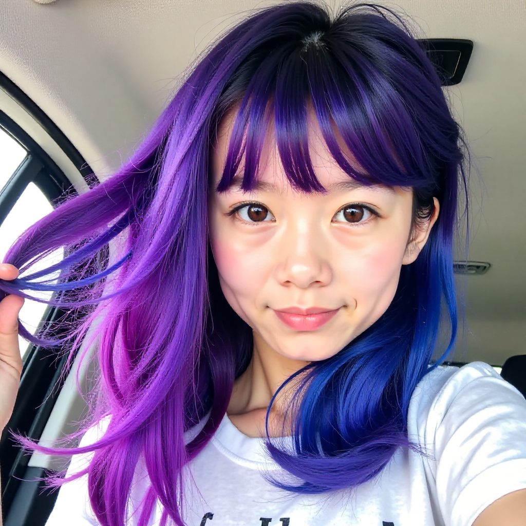 Blue And Purple Half Buns